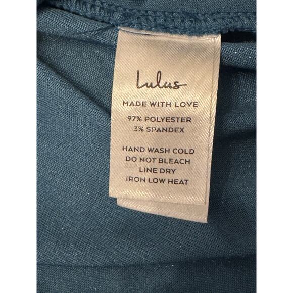 Lulu's Sz S Crushed Velvet Long Sleeve Wrap Dress Teal Homecoming Holiday - Picture 7 of 9